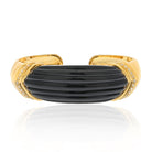 David Webb Platinum & 18K Yellow Gold Carved Onyx And Diamond Hinged Cuff Bracelet - The Back Vault