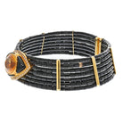 18K Yellow Gold Estate Black Onyx Citrine And Diamond Choker Necklace - The Back Vault