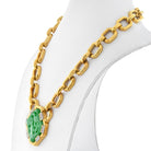 David Webb 18K Yellow Gold Carved Jade Link Chain Necklace - The Back Vault