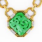 David Webb 18K Yellow Gold Carved Jade Link Chain Necklace - The Back Vault