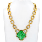 David Webb 18K Yellow Gold Carved Jade Link Chain Necklace - The Back Vault