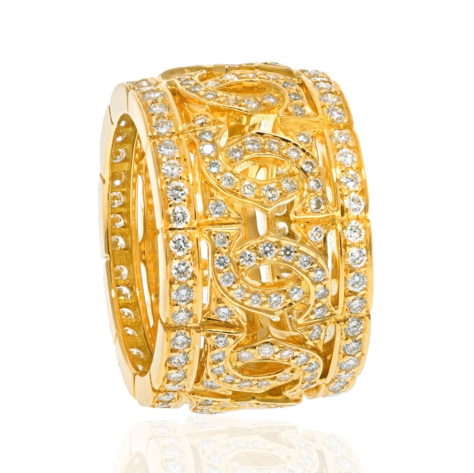 Chanel Camelia Camellia ring 18k yellow gold double diamond cut