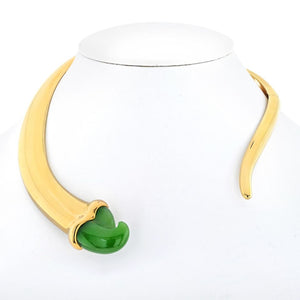 Tiffany & Co. 18K Yellow Gold Elsa Peretti Nephrite Jade Necklace