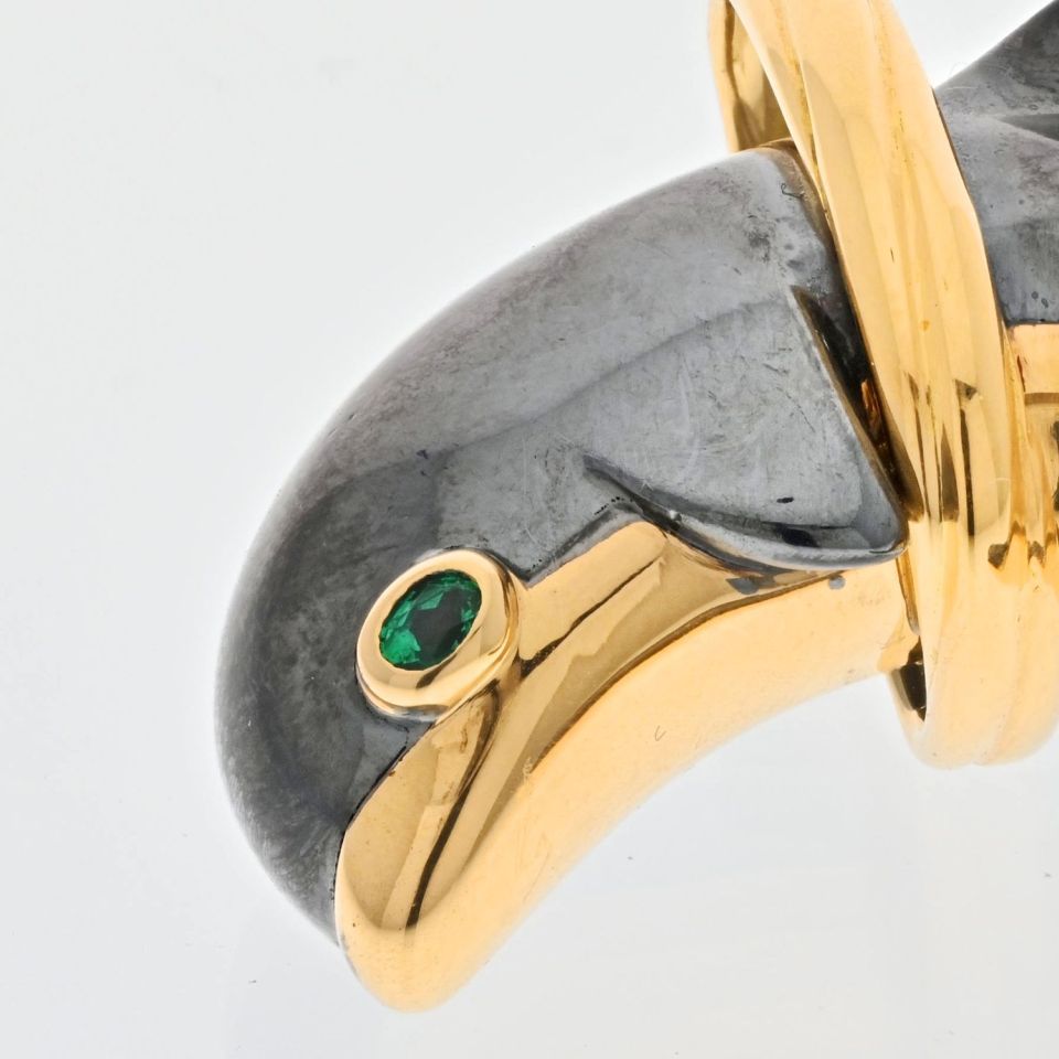 Cartier 18K Yellow Gold Hematite Dolphine Pendant - The Back Vault