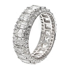 14K White Gold Emerald Cut And Round Cut Diamond Eternity Eternity Band - The Back Vault