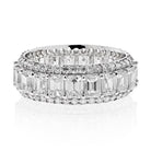 14K White Gold Emerald Cut And Round Cut Diamond Eternity Eternity Band - The Back Vault