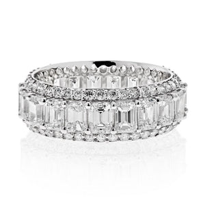 14K White Gold Emerald Cut And Round Cut Diamond Eternity Eternity Band