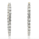 14K White Gold 7.50cttw 4cm Emerald Cut Diamond Inside Out Hoop Earrings - The Back Vault