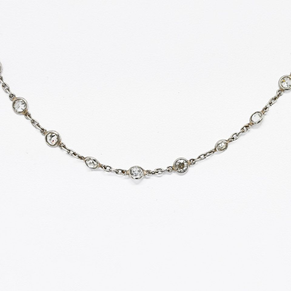 Platinum 7.50cttw Round Cut Diamond 18 Inches Diamonds by the Yard Necklace - The Back Vault