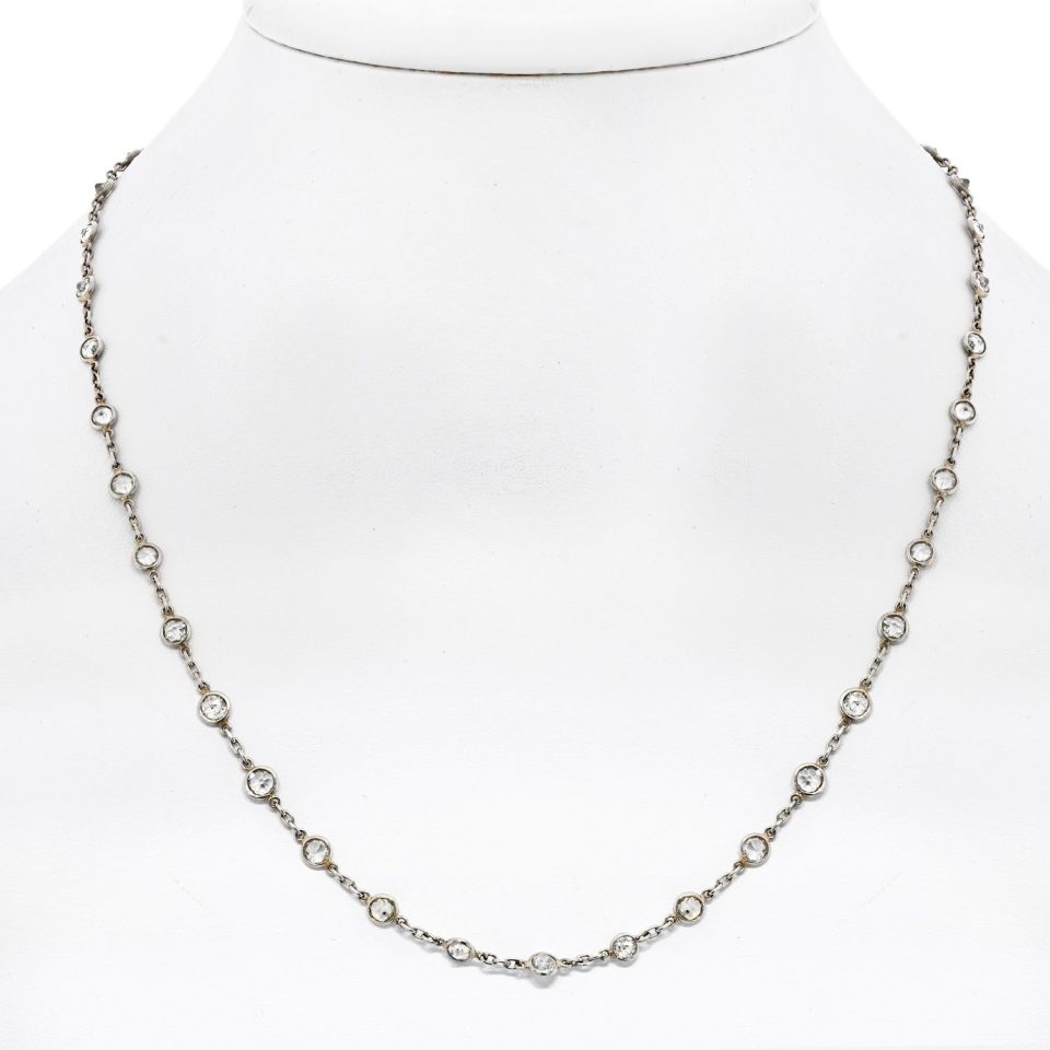 Platinum 7.50cttw Round Cut Diamond 18 Inches Diamonds by the Yard Necklace - The Back Vault