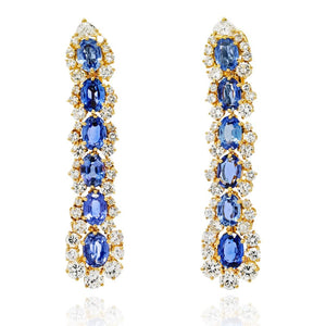 Marina B. 18K Yellow Gold Diamond And Sapphire Drop Earrings