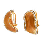 Angela Cummings 18K Yellow Gold 1987 Concave Lima Bean Shaped Diamond Earrings - The Back Vault