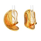 Angela Cummings 18K Yellow Gold 1987 Concave Lima Bean Shaped Diamond Earrings - The Back Vault