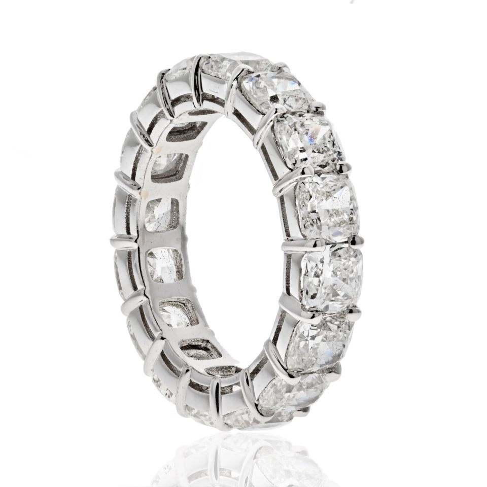 18K White Gold 8.04cttw Cushion Cut GIA Diamond Eternity Band - The Back Vault