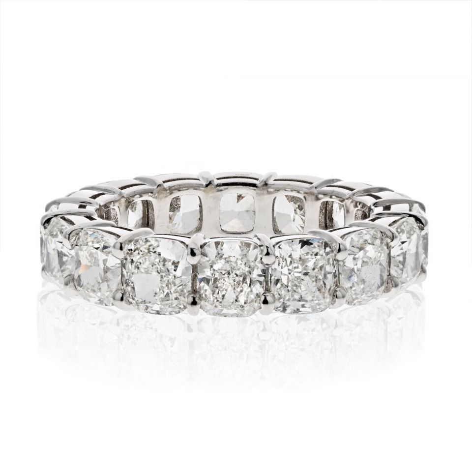 18K White Gold 8.04cttw Cushion Cut GIA Diamond Eternity Band - The Back Vault