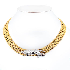 Cartier 18K Yellow Gold Maillon Hematite Panthere Necklace