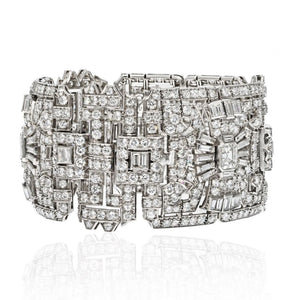 Platinum 1930's Statement Deco 47.00cttw Diamond Bracelet