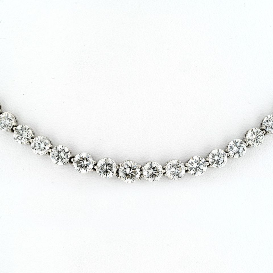 Tiffany & Co. 21.70cttw Victoria Round Cut Diamond Tennis Necklace - The Back Vault