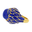 David Webb Platinum & 18K Yellow Gold Lapis And Blue Enamel Ring - The Back Vault