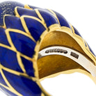 David Webb Platinum & 18K Yellow Gold Lapis And Blue Enamel Ring - The Back Vault