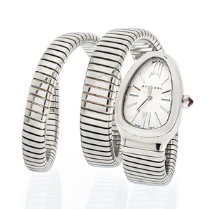 Bvlgari Stainless Steel Serpenti Tubogas White Dial Double Wrap Women Watch