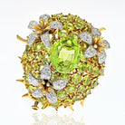 Tiffany & Co. Schlumberger Platinum/18K Yellow Gold Oval Cut Peridot And Diamond Brooch - The Back Vault