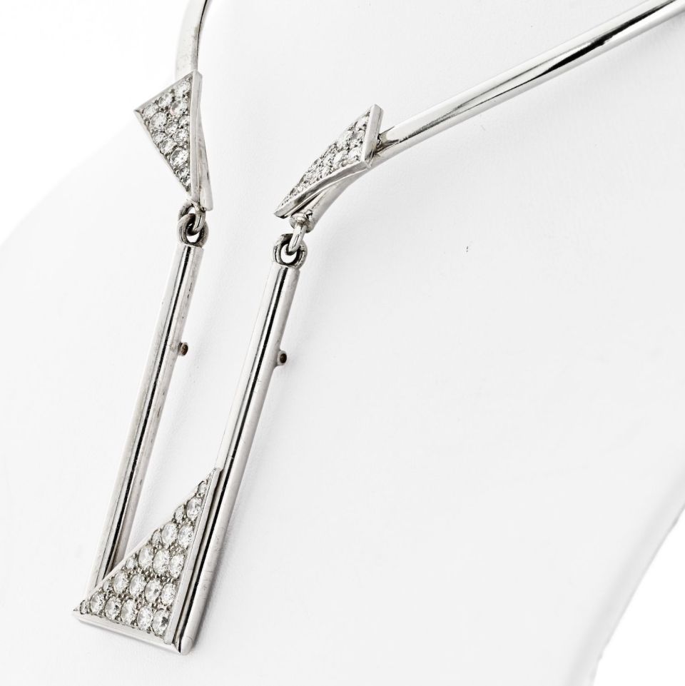 14K White Gold Geometrical Collar Necklace - The Back Vault