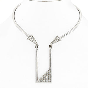 14K White Gold Geometrical Collar Necklace