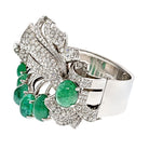 Platinum 1940's Cabochon Cut Green Emerald And Diamond Bracelet - The Back Vault