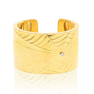 18K Yellow Gold Wide Estate Ladies Cuff Bracelet