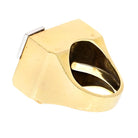 David Webb Platinum & 18K Yellow Gold Geometric White Enamel Diamond Ring - The Back Vault