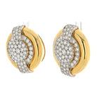 David Webb Platinum & 18K Yellow Gold 6.00cttw Diamond Round Shaped Clip On Earrings - The Back Vault