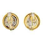 David Webb Platinum & 18K Yellow Gold 6.00cttw Diamond Round Shaped Clip On Earrings - The Back Vault