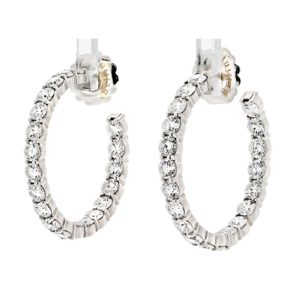 18K White Gold 6 Carats Diamond Hoop Earrings - The Back Vault