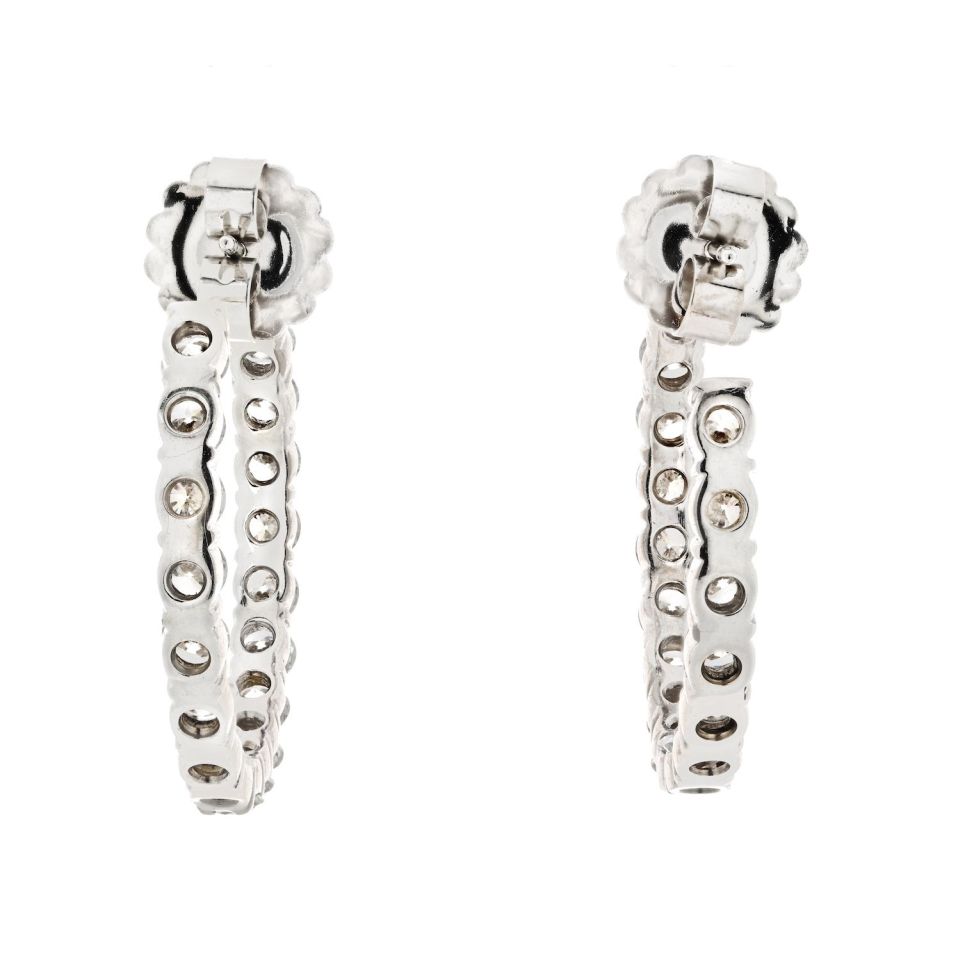 18K White Gold 6 Carats Diamond Hoop Earrings - The Back Vault