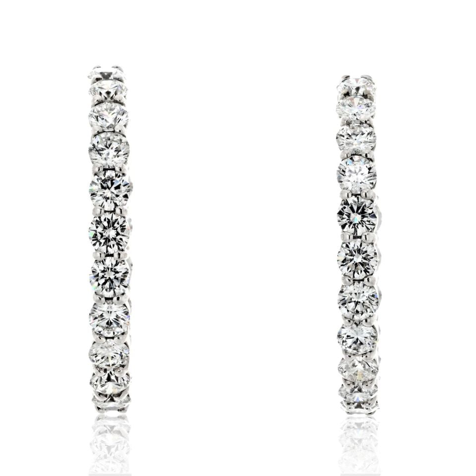 18K White Gold 6 Carats Diamond Hoop Earrings - The Back Vault