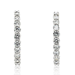 18K White Gold 6 Carats Diamond Hoop Earrings