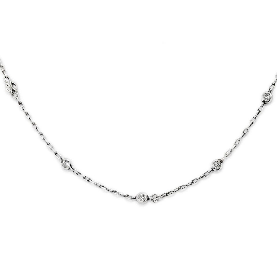 Platinum 0.50cttw Round Diamond By The Yard Necklace - The Back Vault