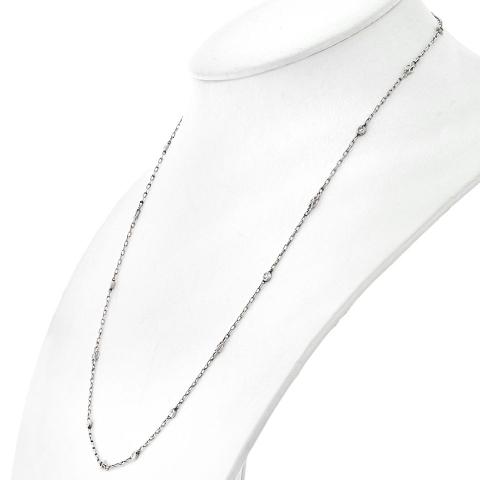 Platinum 0.50cttw Round Diamond By The Yard Necklace - The Back Vault