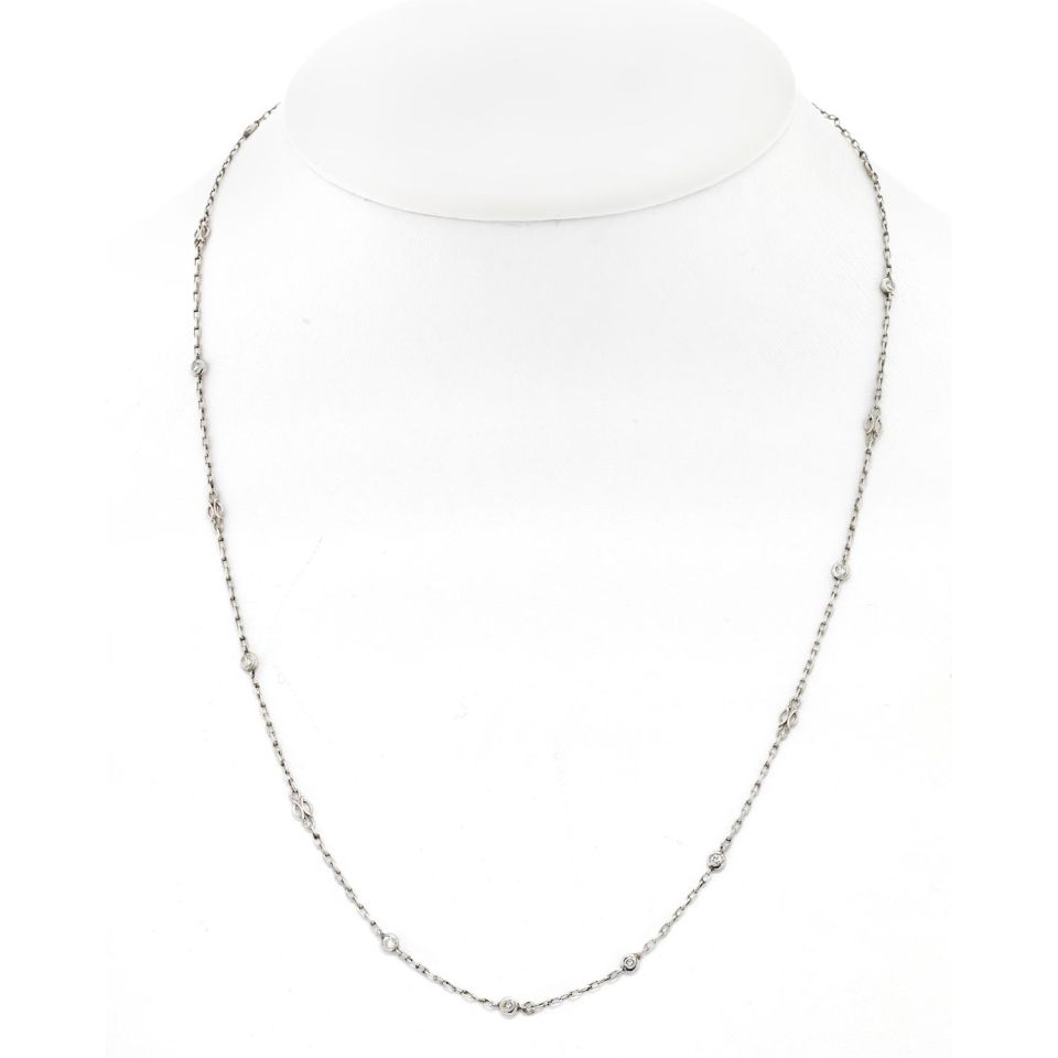 Platinum 0.50cttw Round Diamond By The Yard Necklace - The Back Vault