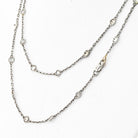 14K White Gold 5.00cttw Round Cut Diamond By The Yard Chain Necklace - The Back Vault