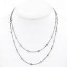 14K White Gold 5.00cttw Round Cut Diamond By The Yard Chain Necklace - The Back Vault