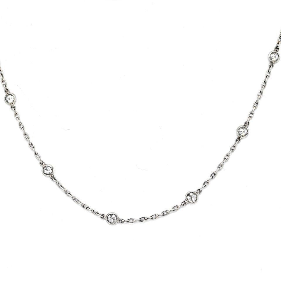 Platinum Old Mine Diamond By The Yard Chain 2.75cttw Necklace - The Back Vault