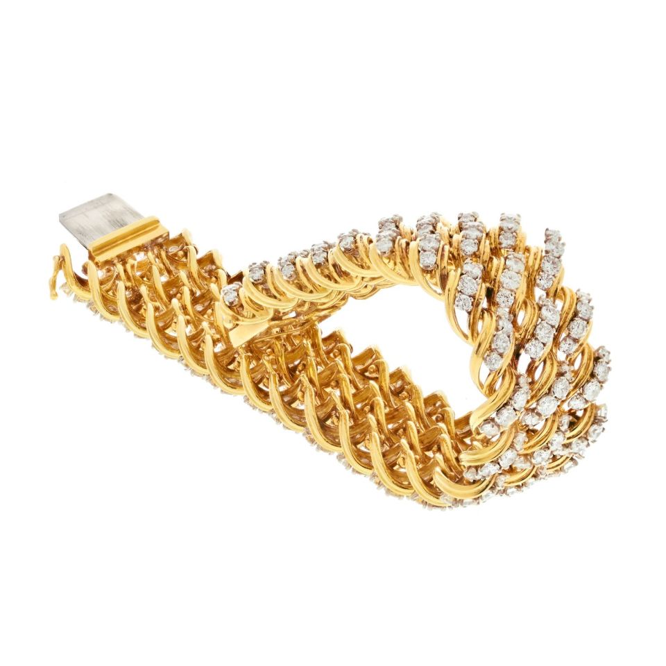 18K Yellow Gold 21.50cttw Round Diamond Bracelet - The Back Vault