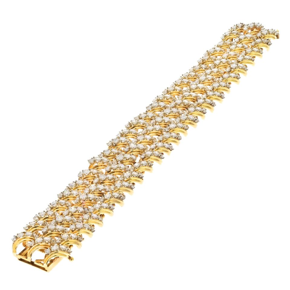 18K Yellow Gold 21.50cttw Round Diamond Bracelet - The Back Vault