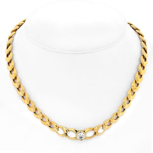 Mauboussin 18K Yellow Gold Single Diamond Open Link Chocker Necklace