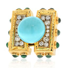 David Webb Platinum & 18K Yellow Gold Turquoise Diamond Emerald Oversized Ring - The Back Vault