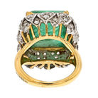 David Webb Platinum & 18K Yellow Gold 1960's Green Emerald Sugarloaf Ring - The Back Vault