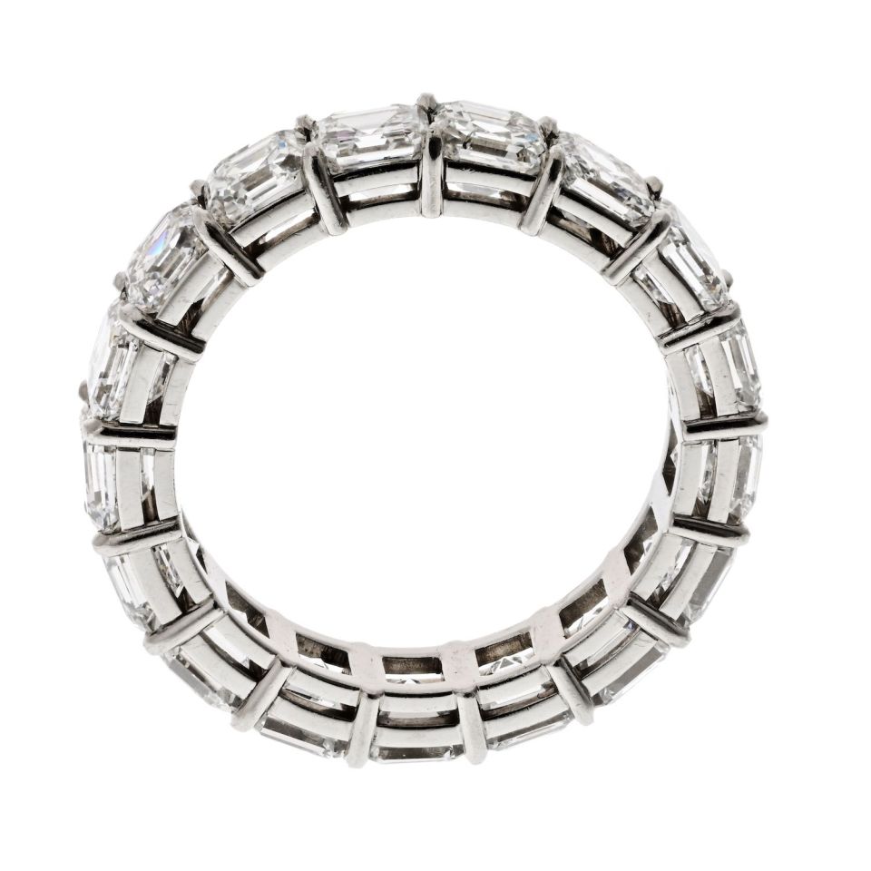 Platinum 7.82cttw Diamond Asscher Cut Eternity Band - The Back Vault