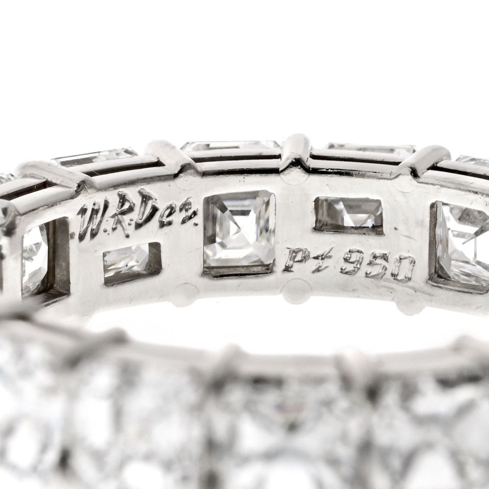 Platinum 7.82cttw Diamond Asscher Cut Eternity Band - The Back Vault